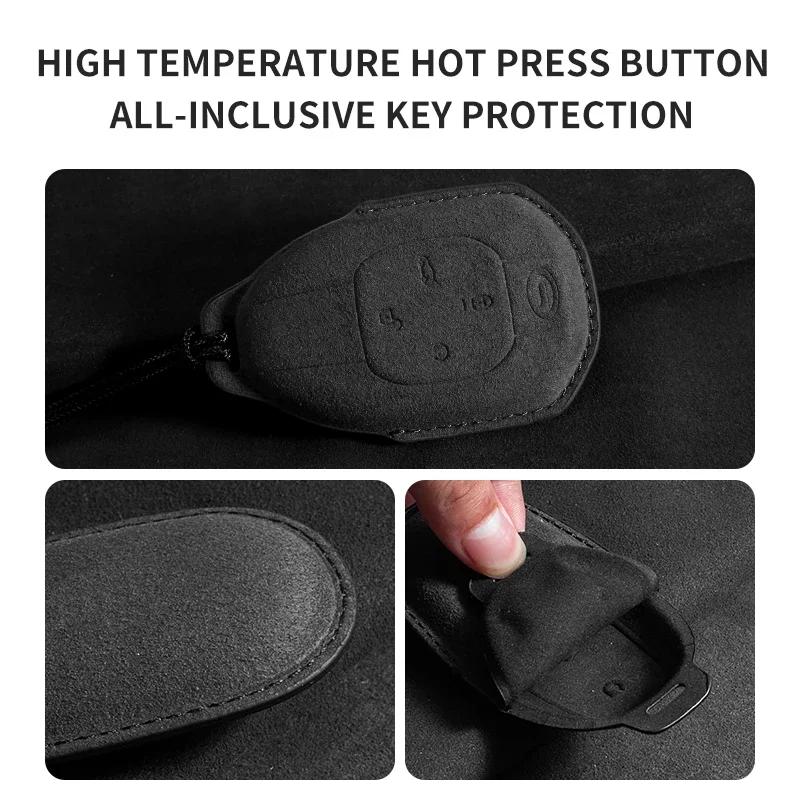 Fit For Trumpchi Gac Empow J11 J12 J13 J14 J15 J16 Gs8 Suede Fabric Auto Key Fob Cover Case Protector Housing Mount Key Ring Auto Accessories
