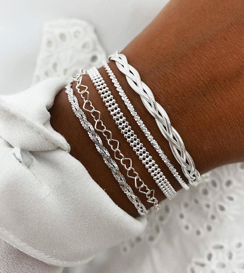 Hot Selling Vintage Cross Cool Wind Bracelet Set Personality Simple Hollow Multi-layer Layered Wearing Accessories