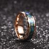 Mode 8MM Roségoldfarbene Edelstahlringe Für Männer Frauen Bunte Abalone-Muschel Eingelegt Herrenringe Hochzeitsparty Schmuck