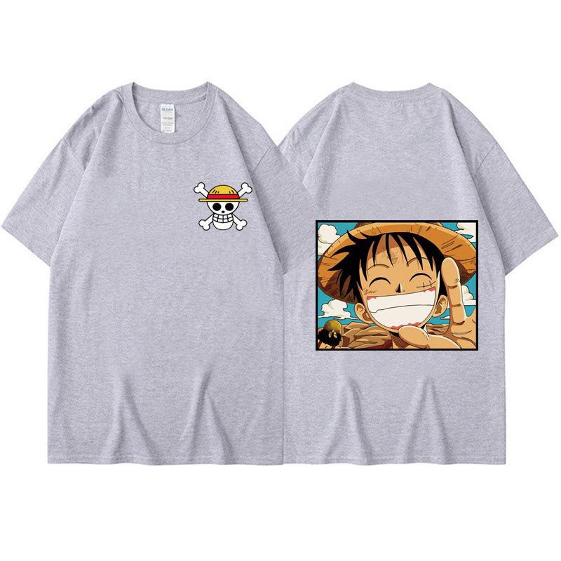 

Anime ONE PIECE Mens T-shirt Harajuku Luffy Manga Graphic Tops Oversized Y2K Tees Shirt Cosplay Cotton Cartoon Tshirts Unisex Casual Summer Streetwear XXXL темно-синього кольору