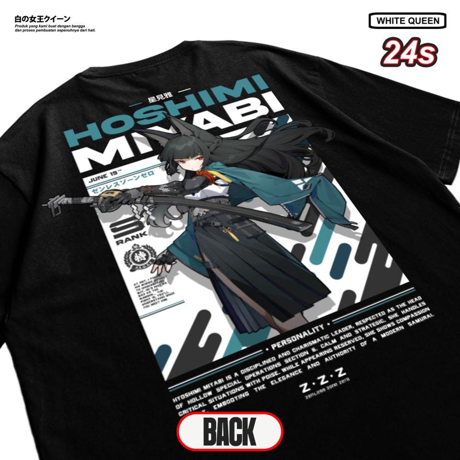 Hoshimi Miyabi Zenless Zone Zero Anime T-Shirt – Gamer Graphic Tee 2XL