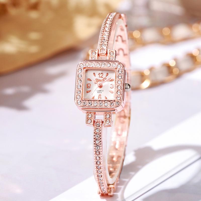 

Elegant Women s Square Diamond-set Watch with Steel Band - Stylish Bracelet, Ideal for Parties and Students, High-end Niche Design