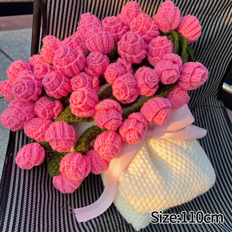 Finished Crochet Flower Rose Bouquet Blanket Handmade Romantic Knitted Rose Floral Bed Throw Blankets Birthday Wedding Gifts