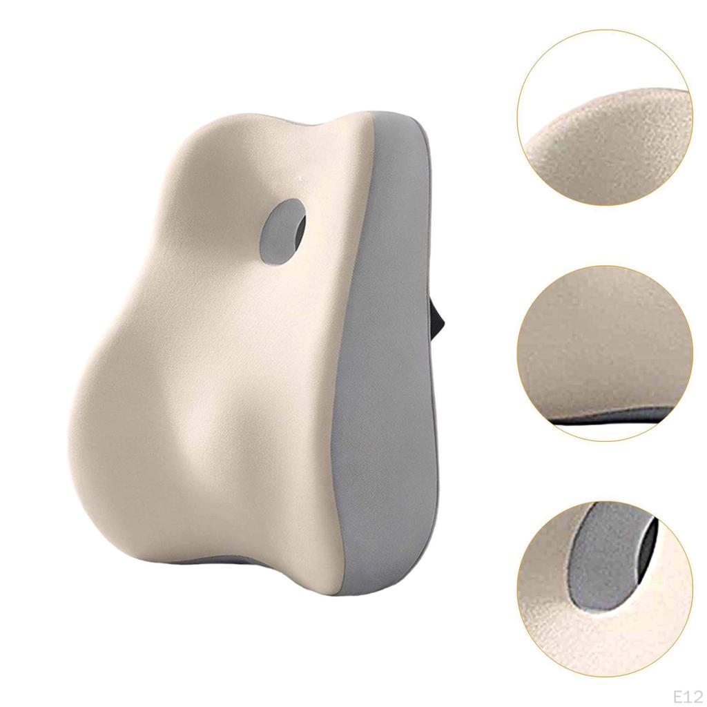 Back Support Cushion for Lumbar Relief, Foam Pillow with Strap Vehicle And Office