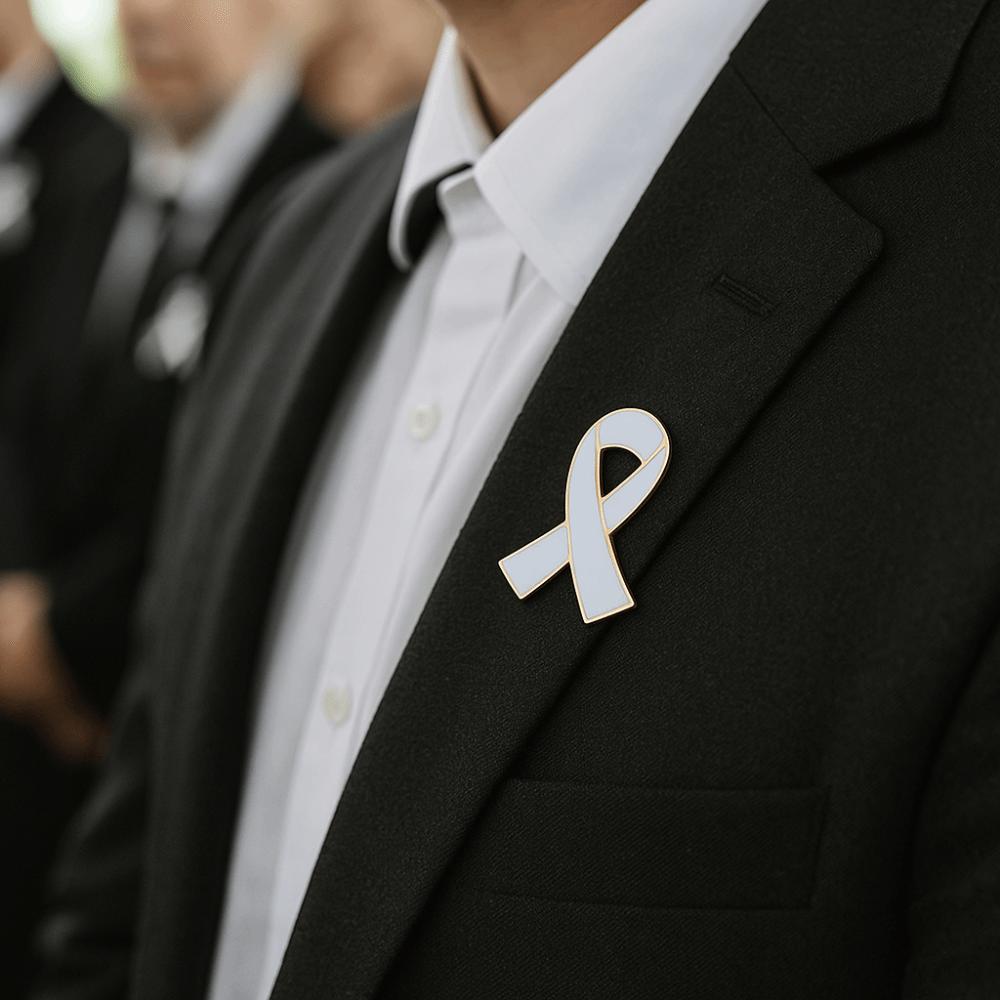 Awareness Funeral Ribbon Badge Brooch White Funerals Memorial Pin Mourning Badge Brooch Women Men