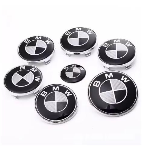 MLKQ6 1/4/7Pcs Automobile Hood and Trunk Badge Carbon Fiber Decorative Badge 74/82mm for BMW X5E70 E30 F32 F35 F02 F07 F18 F07