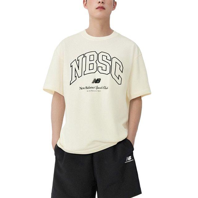 New Balance T Shirts Men's Ivory White Crew Neck Moderate NEF31341-IV