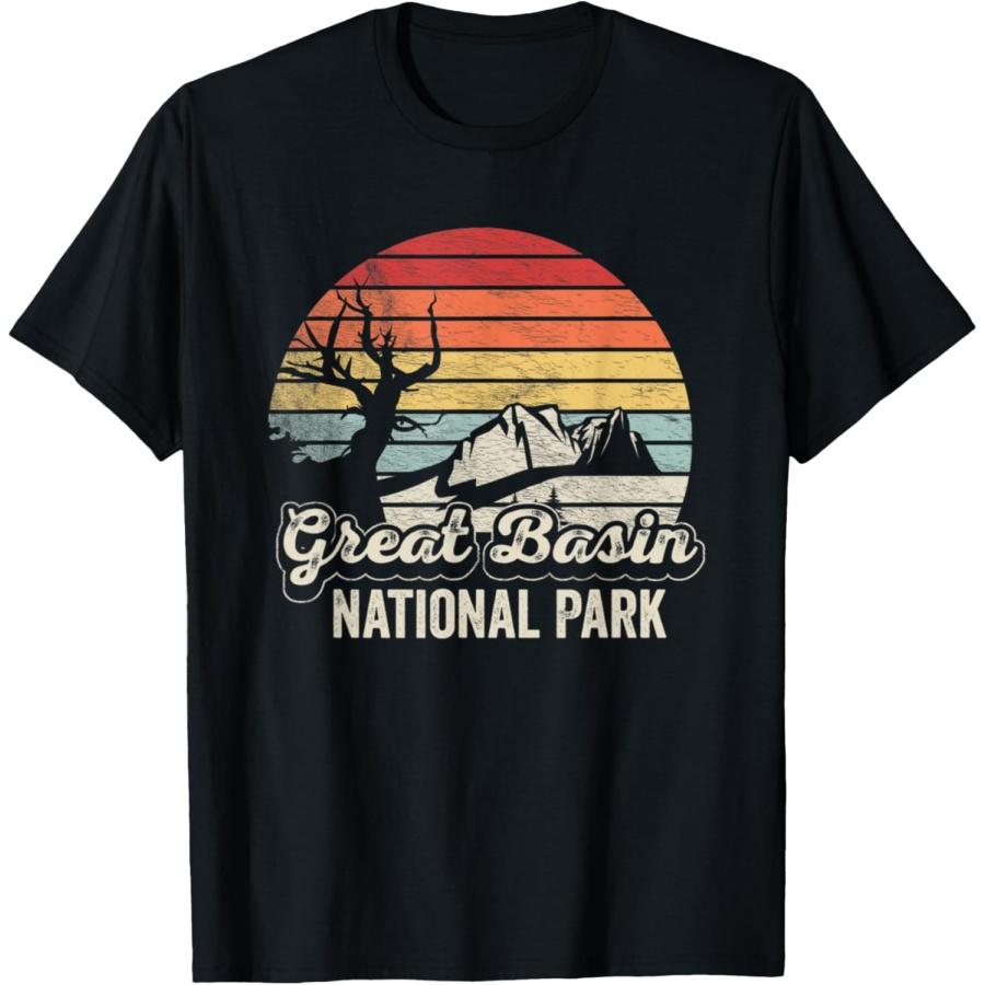 Vintage Retro Great Basin National Park Map Sunset T-Shirt S