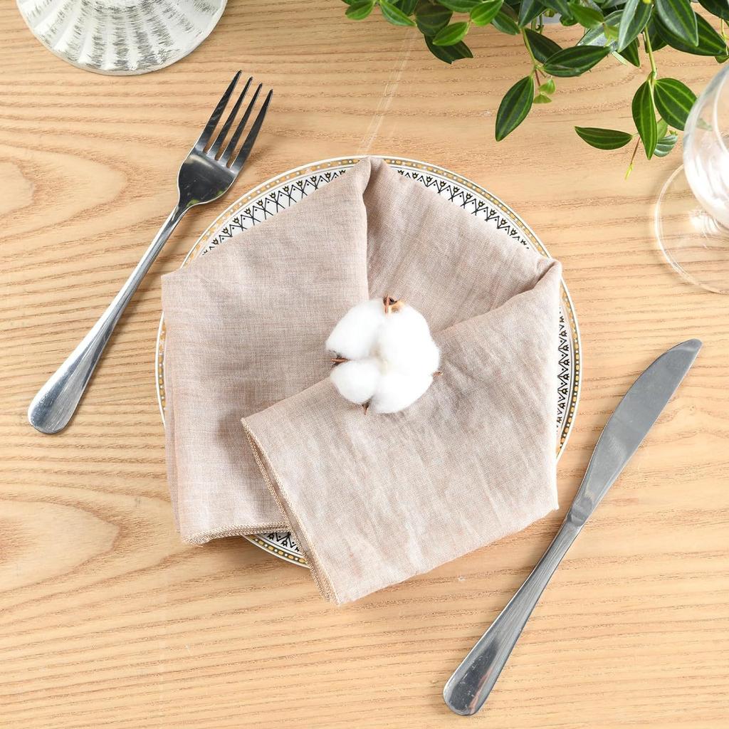 24PCS 18X18inch Recyclable Gauze Cotton Napkin Reusable Wedding Decor Party Christmas Table Decor Retro Cloth Napkin Edge Finish