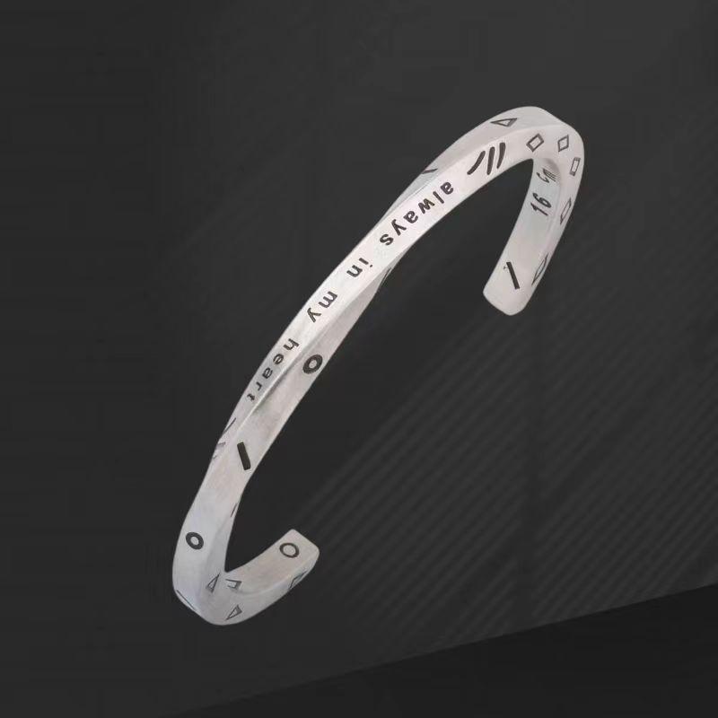 

Viking Rune Letter Twisted Titanium Steel Bracelet Unique Norse Jewelry For Women Fashion Accessory