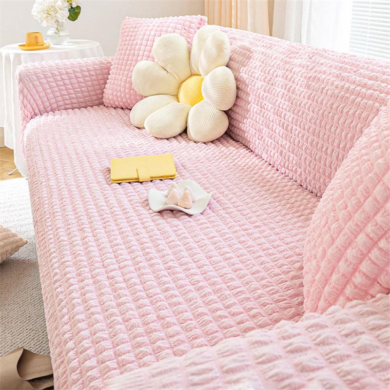 

Seersucker All Inclusive Всесезонна Універсальна накидка на диван проти котячих подряпин Протиковзкий захисний захисний диван для домашнього декору 1seater-90-140cm рожевий