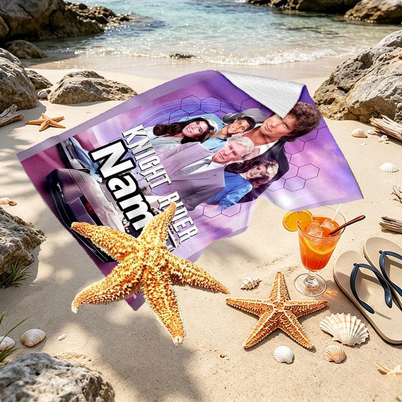 Toalha de Praia Personalizada com Nome Cavaleiro da Estrada, para Viagem Acampamento Festa na Praia Decoração de Casa, Presente de Aniversário para Família e Amigos