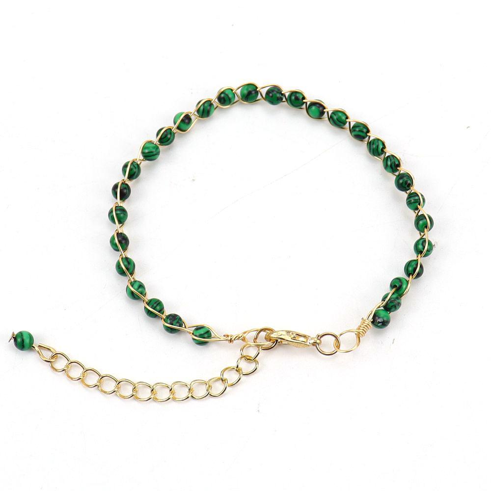 Personalized Handmade Gold Wrapped Agate Bead Crystal Bracelet Women'S Adjustable B75