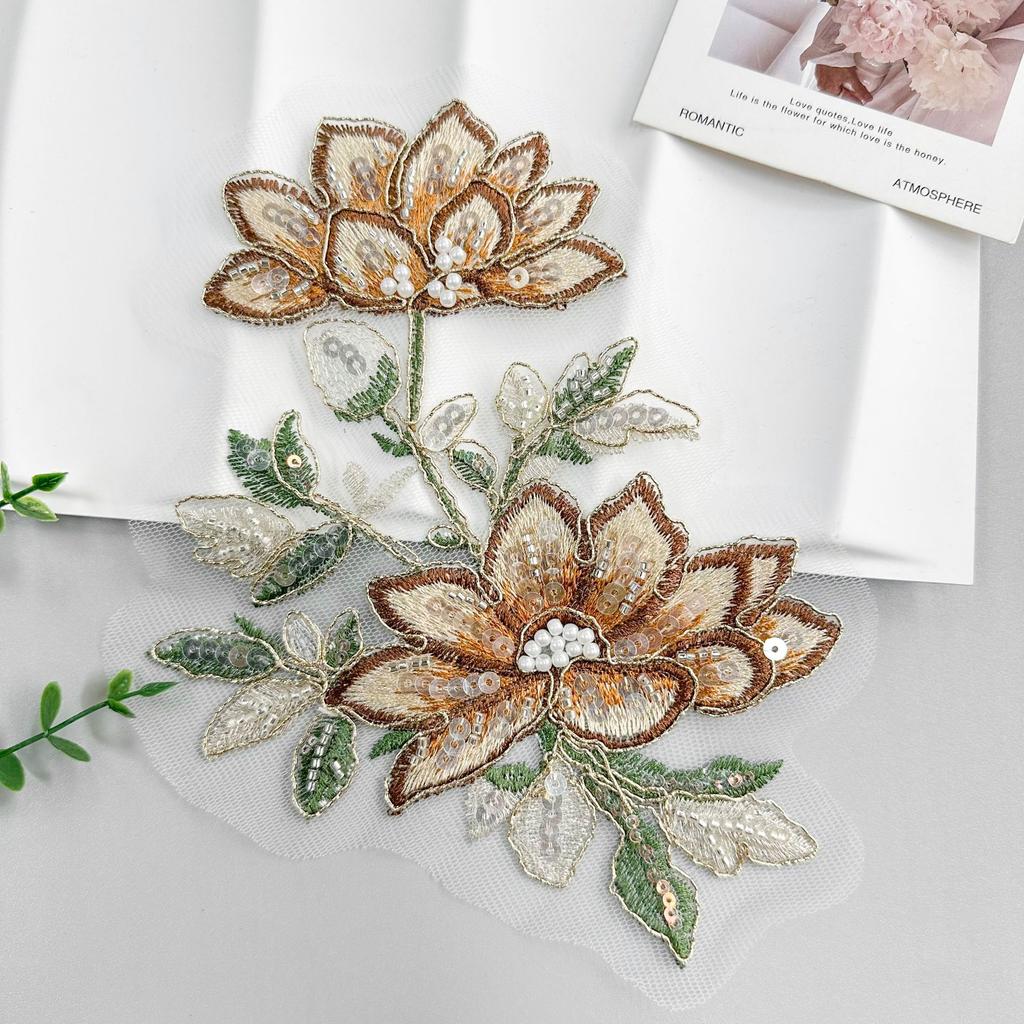 Embroidery Applique Multi-Color Three-Dimensional Flower Bead Sequined Cloth Sticker Clothing Top Skirt Luggage Cloth Sticker Accessories