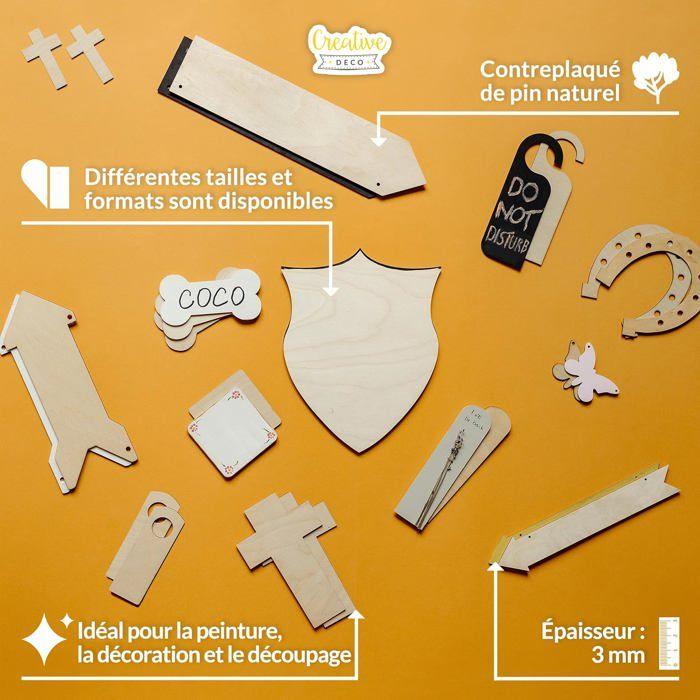 10 x Découpes en Bois Forme de Papillon 89 x 58 x 3 mm Creative Deco | En Contreplaqué pour Pyrogravure ou Décoration à Peindre