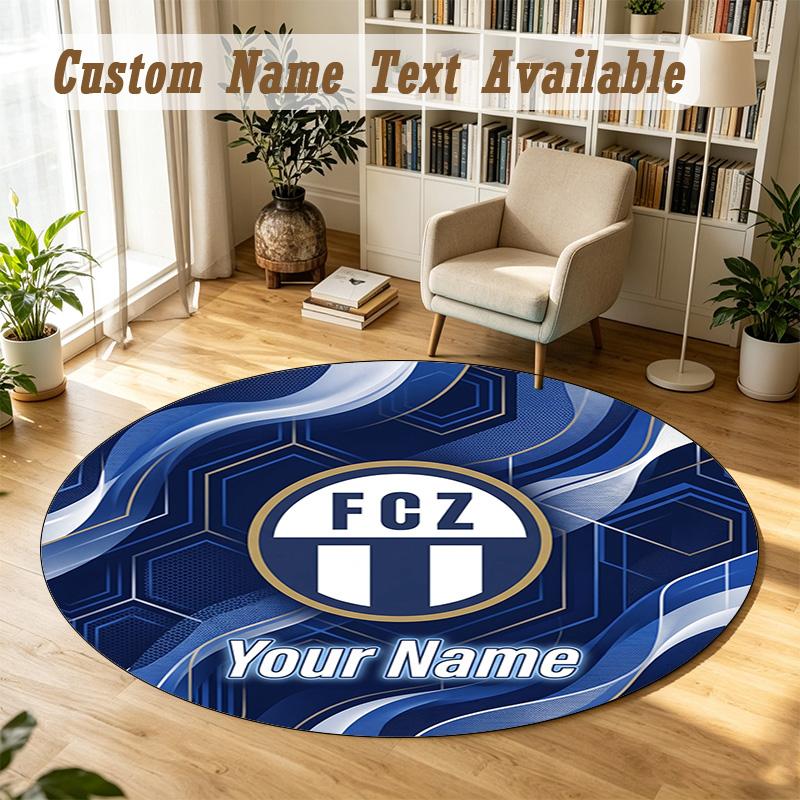 Round Rug Custom NameFC Zürich Pattern Non Slip Carpet Home Floor Decor