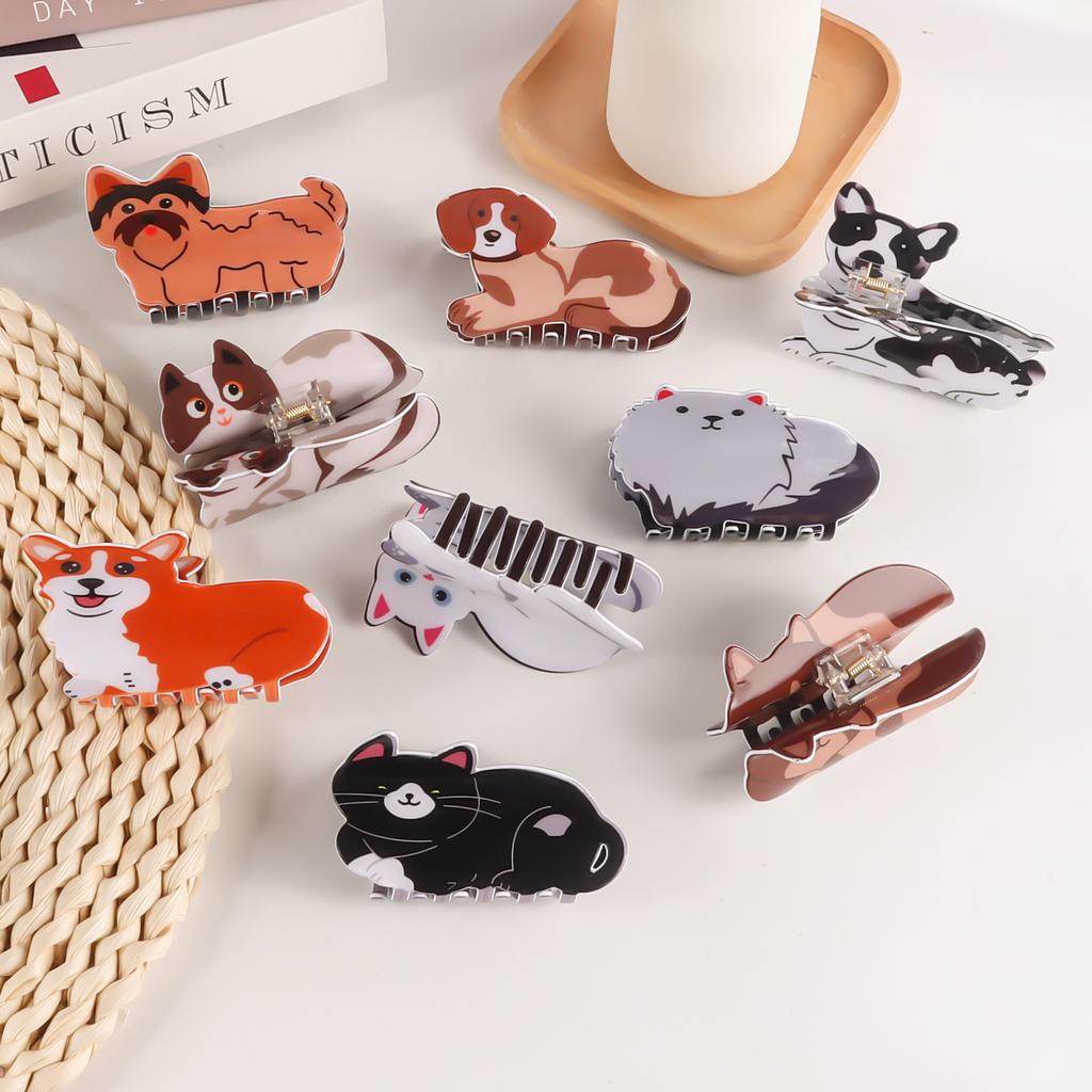 1pc New Cute Animal Series Acrylic Cat Cartoon Hair Clip, Back of the Head Hair Clip, Hair Accessories, and Dished Hair