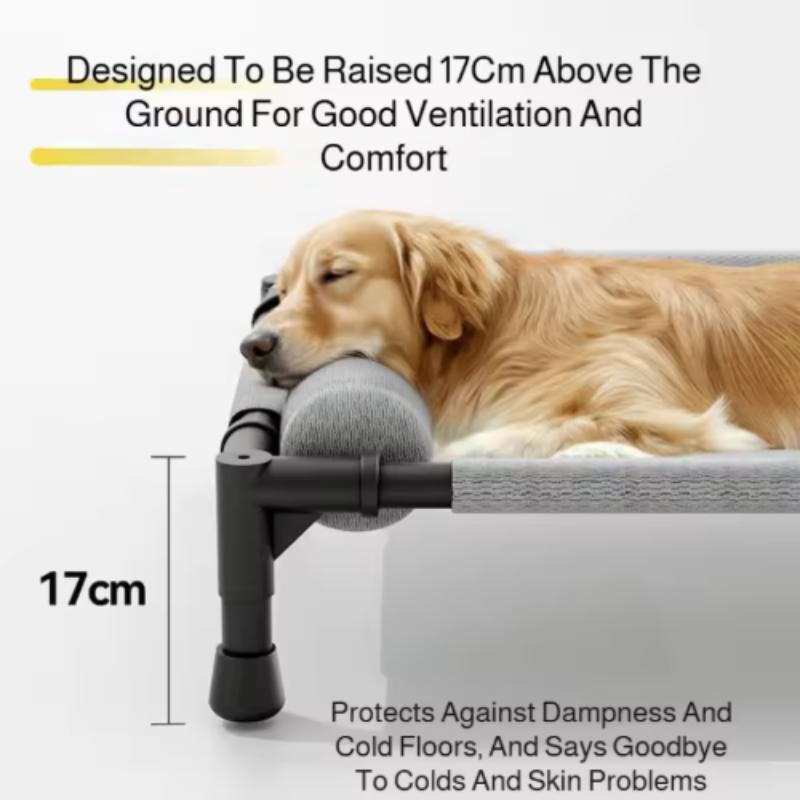 Cooling Dog Cot Bed Breathable Mesh Washable Pet Furniture with Pillow for Outdoor Indoor Camping Patio Sunbathing