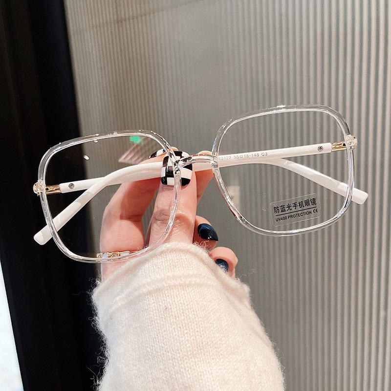 Korean Stylish Female Eye Glasses Big Size Square Shaped Shape Eye Glasses Frames for For Men Blue Light Blocking Decorative Glasses