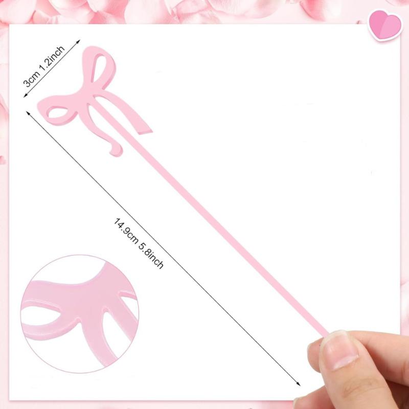 10 Pieces Cocktail Stirrers Bow Drink Stirrers Fruit Food Picks Cocktail Stirrers Suitable For Bow Theme Party Birthday Wedding
