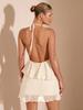 New Women's Irregular Backless Lace-up Dress with Solid Color and Sexy Cake Skirt