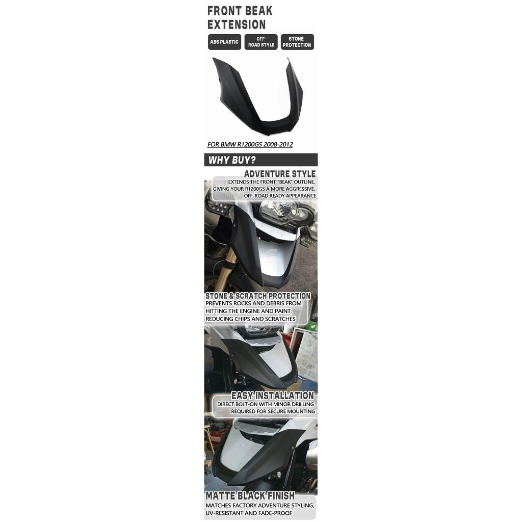 For BMW R 1200GS R1200 GS R 1200 GS 2008 2009 2010 2011 2012 R1200GS Front Beak Fairing Extension Wheel Extender Cover Black