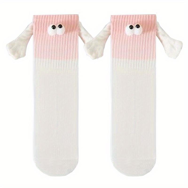 1/3Pairs Colors Magnetic Holding Hand Socks Dopamine Designer Socks Funny Couple Socks Birthday Gift for Women Men Bestie Lovers