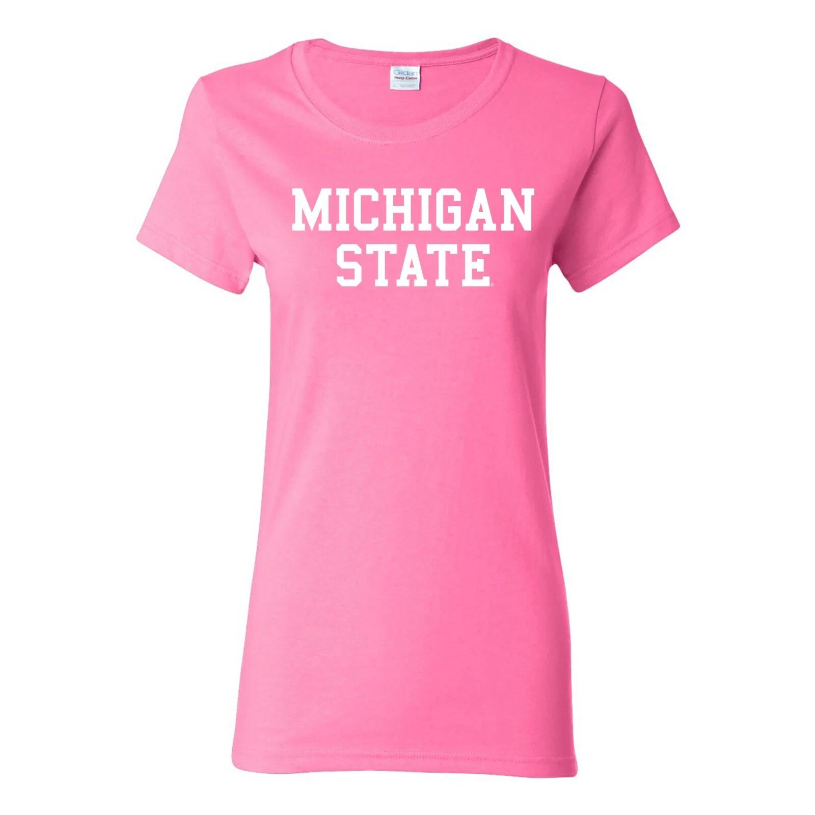Michigan State Spartans Basic Block Womens Pink T-Shirt - Azalea L