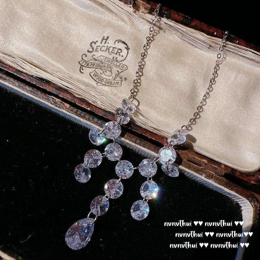 Yuji Colorful Pearl Water Drop Gemstone Brooch, Mermaid Tears, Plated With 18K Gold, Teardrop String Fringed Zircon Necklace.