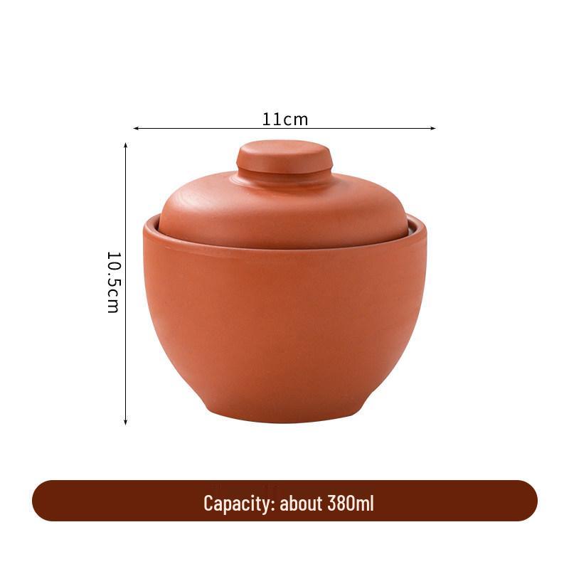 Purple Clay Double-Boiler Stew Pot with Lid - Chinese Retro Health Pot for Stews, Soups, and Steamed Eggs.