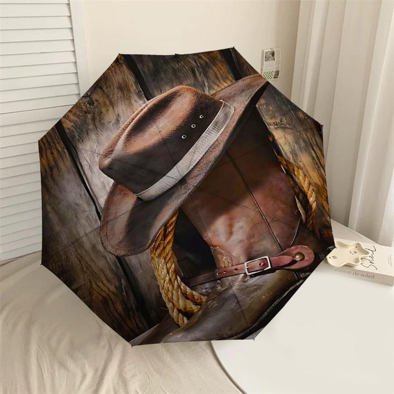 

1PC cowboy hat Umbrella-8-Rib Reinforced Portable Folding Travel Suitable for All Seasons Outdoor Daily Use-J328