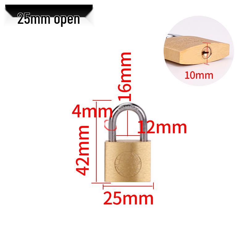 Small Brass Anti-Theft Padlock for Household Doors, Cabinets, and Dormitories with Thickened Lock Head and Key