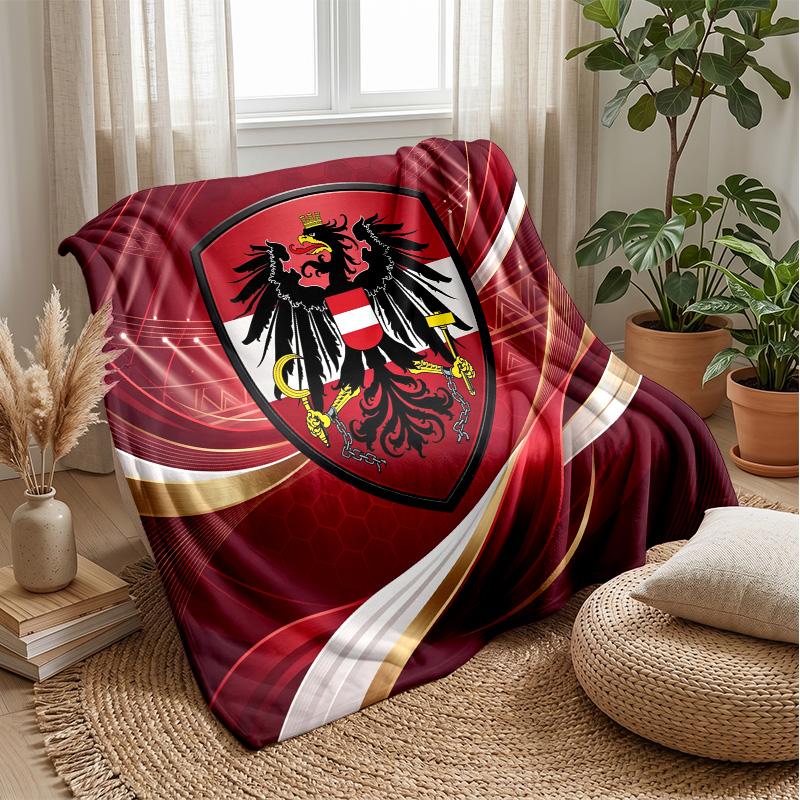 Austria Football Printed Flannel Blanket Skin Friendly Warm Decorative Throw for Indoor Couch Bed Daily Use