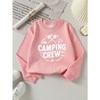 European Sizes Girls Soft Crewneck Sweatshirt Camping Crew Outdoor Adventure Print, Casual All-Match for Fall Winter, Ideal Present.