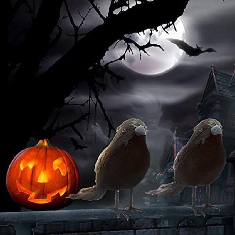 Halloween Corvo Nero Puntelli Realistico Corvo Spettrale Piumato Corvi Decorazione Casa