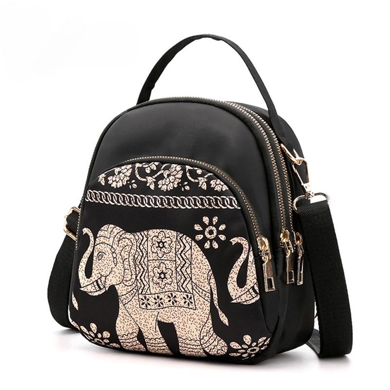 Trendy nový nylonový batoh pro ženy Multifunkční taška přes rameno Potisk Vodotěsný batoh Travel Lady Pack