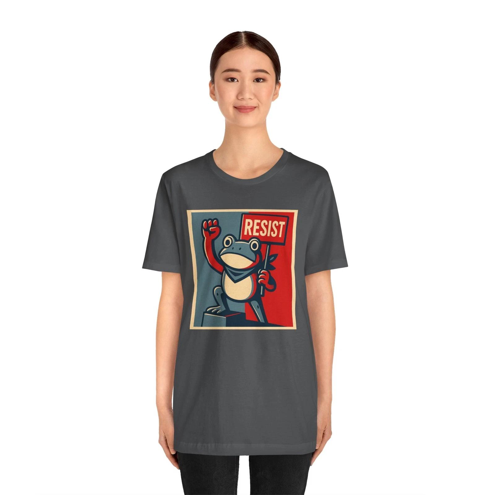 RESIST Frog Poster-Style T-Shirt Protest Graphic Tee | Unisex Soft Cotton Shirt XL