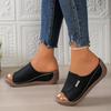 2026 Plus Size Women's Thick Sole Wedge Slippers, Outdoor & Casual, with Fashion Straps and Open Toe Design.