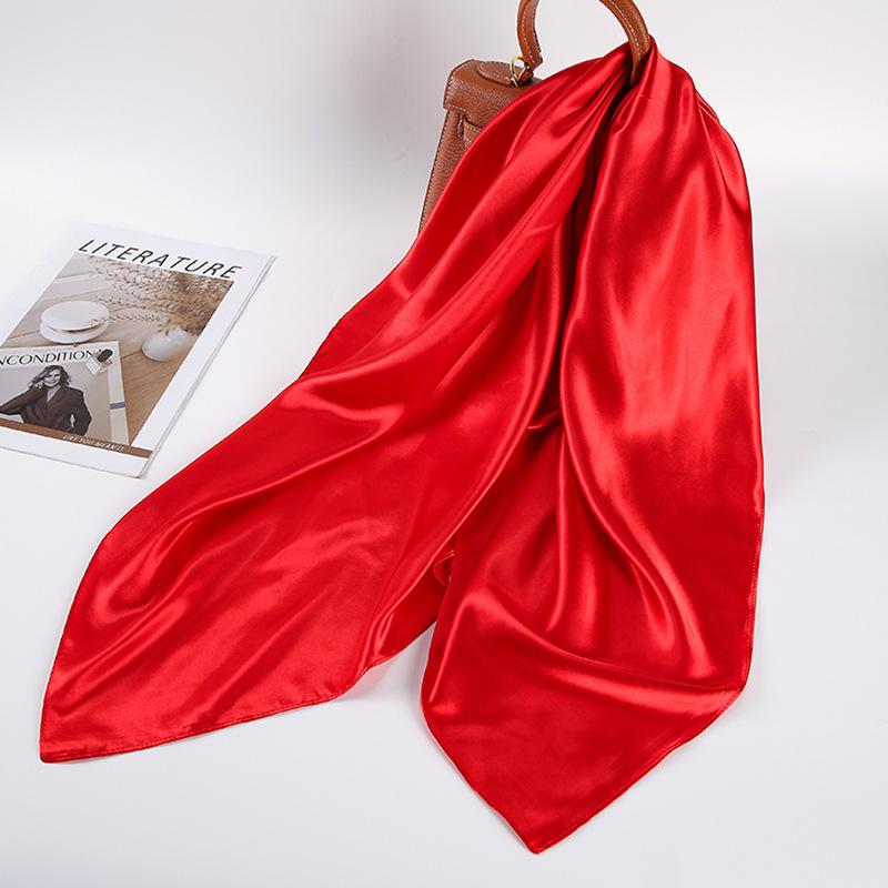 110cm Grandi Sciarpe Stola Colore Unico Avvolgenti Hijab per Donna Bandana in Raso di Seta Fazzoletti da Testa Quadrati Sciarpa da Collo per Signore