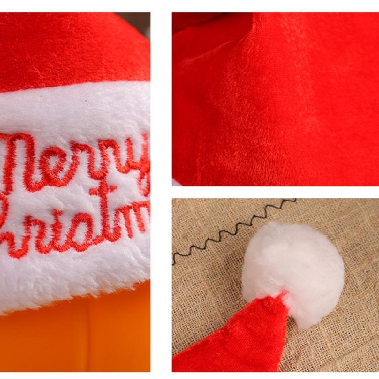 Plush Christmas Santa Hat with Embroidery Brim for Holiday Parties Giving Love