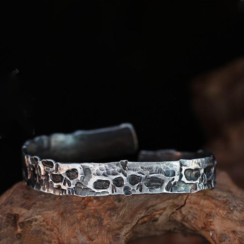 XIYANIKE Men Thai Silver Twisted Woven Opening Bracelets Bangle Neutral Retro Original Handmade Exquisite Jewelry Unique Gift