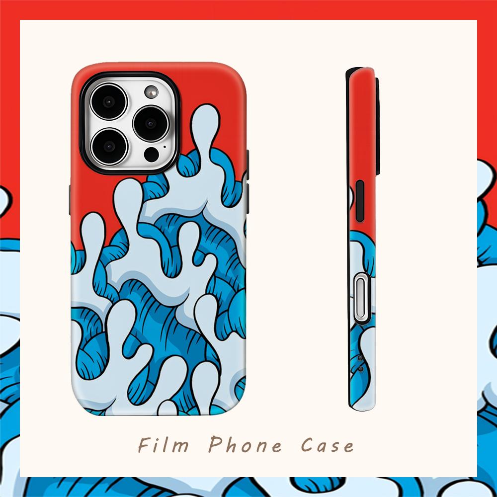 Red Blue Swirl Phone Case for IPhone 17AIR 16E 16 15 14 13 12 11 17 Pro Max Plus Double-layer Back Cover