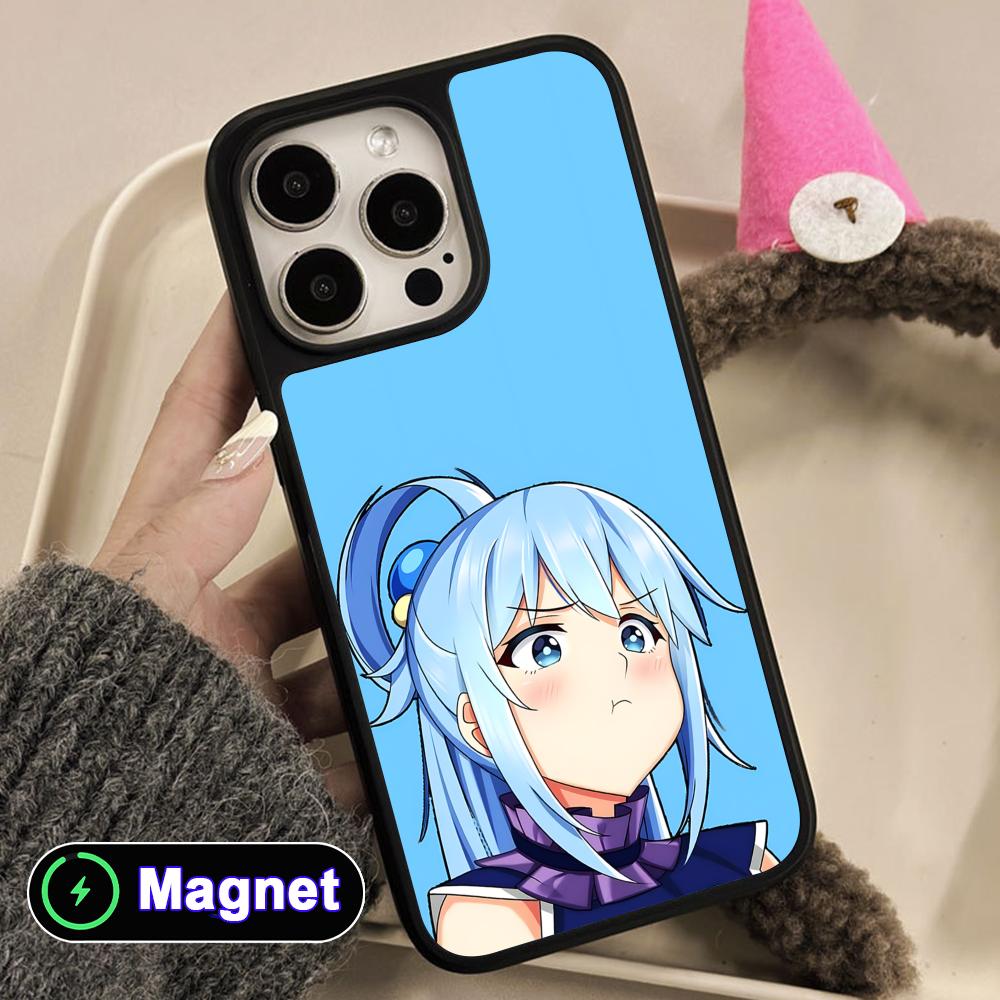 Konosuba Aqua Matte Surface Magsafe Mobile Phone Case for iPhone 17 16 15 14 13 12 11 Air Pro Max Plus Colorful Cover