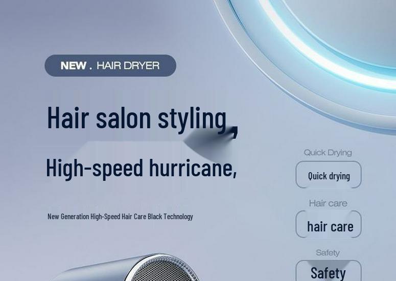 High-Speed Silent Hair Dryer with Negative Ion Technology for Quick Drying at Home or Salon