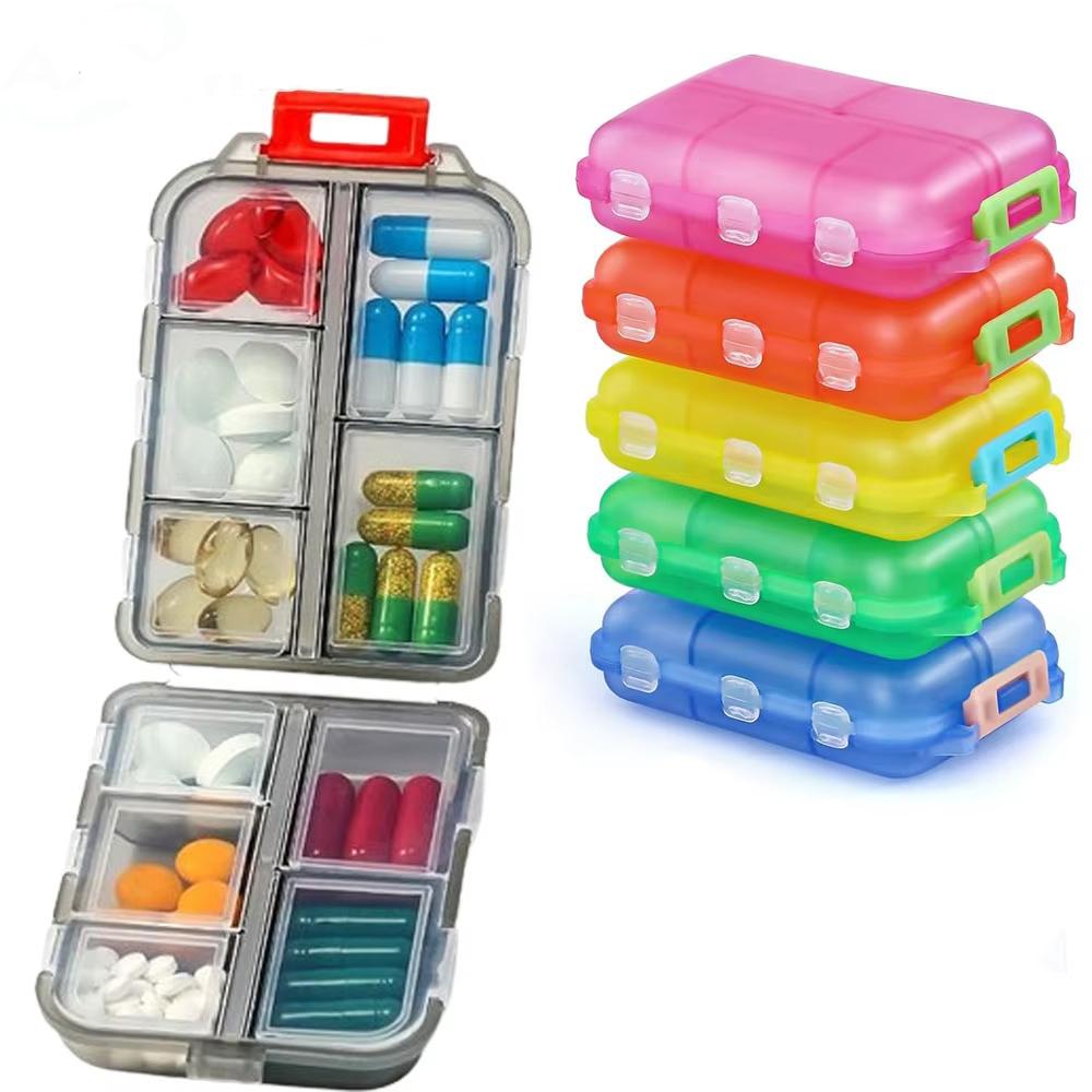 Portable Mini Pocket Pill Box 10 Compartment Small Pill Box Weekly Travel Pill Box Plastic Storage Box