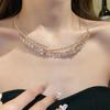 Elegant Bridal Tassel Necklaces Shining Neck Chain Choker Water Drop Rhinestone Jewelry  Wedding