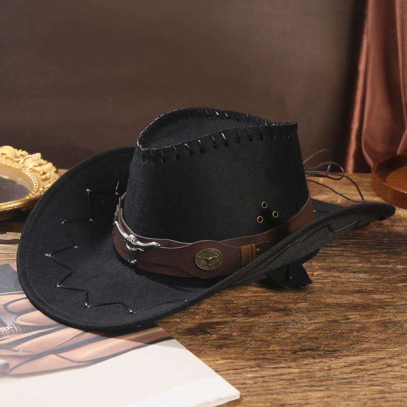 Popular Western Cowboy Hat Men's and Women's Spring and Summer Tourism Mountaineering Sun Hat Grassland Tibetan Big Eaves Jazz Hat