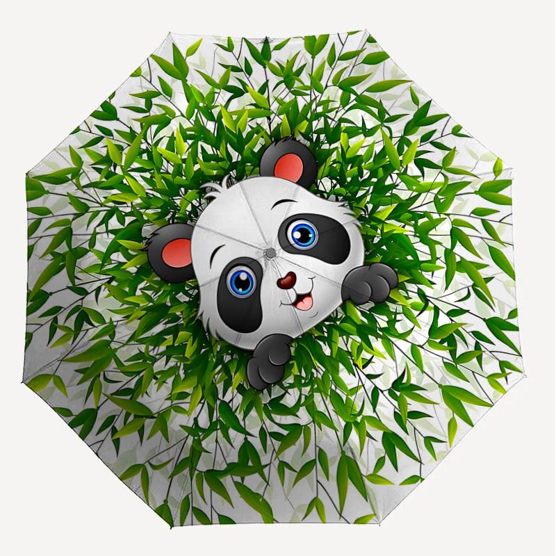 1PC panda plant Automatic Open/Close Umbrella with Windproof, 8-Rib Sturdy Canopy, Durable Ribs, Fashionable Design, Outdoor Accessory, Fun Prin, Holi
