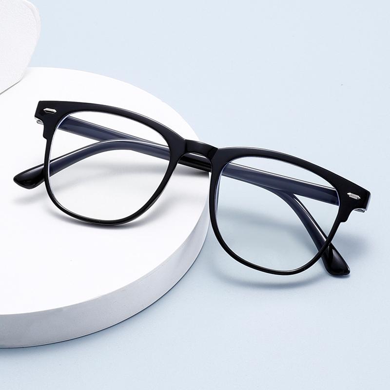 2Pcs Unisex Square Plastic Frame Trendy Anti-Blue Light Clear Glasses For Back To School Clothing Accessories.