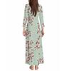 Women's Casual 3/4 Sleeve V-Neck Floral Print Maxi A-Line Beach Dress